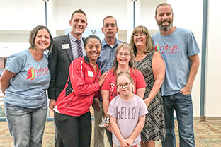 Jessica Day with her parents and Ruby, Tim, and Liz Platcha 